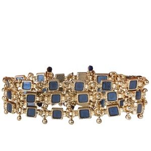 House of Tuhina Blue Enamel Link Bracelet